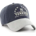 47-brand-curved-brim-clean-up-windham-suede-vintage-new-york-yankees-mlb-navy-blue-and-grey-adjustable-cap