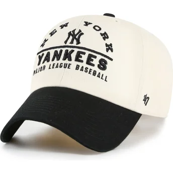 Cappellino curvo beige e nero regolabile Clean Up Windham dei New York Yankees MLB di 47 Brand