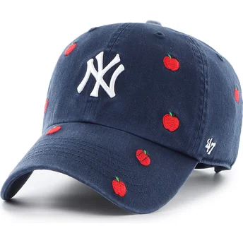 Gebogene marineblaue verstellbare Clean Up Scatter Apple Kappe der New York Yankees MLB von 47 Brand