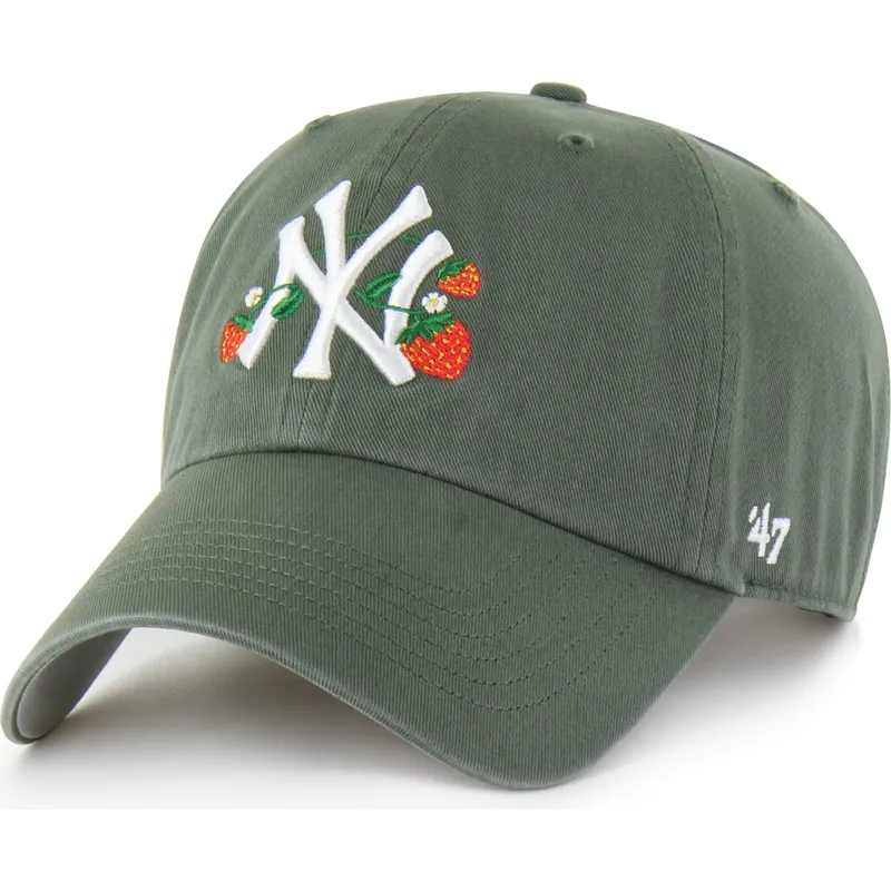 zielona-regulowana-czapka-z-daszkiem-clean-up-icon-alt-strawberry-new-york-yankees-mlb-od-47-brand