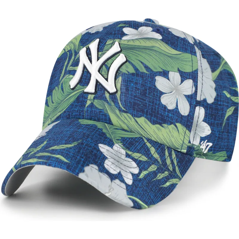 marineblaue-verstellbare-curved-cap-clean-up-beach-side-der-new-york-yankees-mlb-von-47-brand