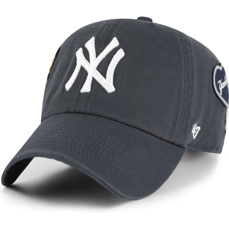 marineblaue-verstellbare-curved-cap-clean-up-badges-vintage-der-new-york-yankees-mlb-von-47-brand