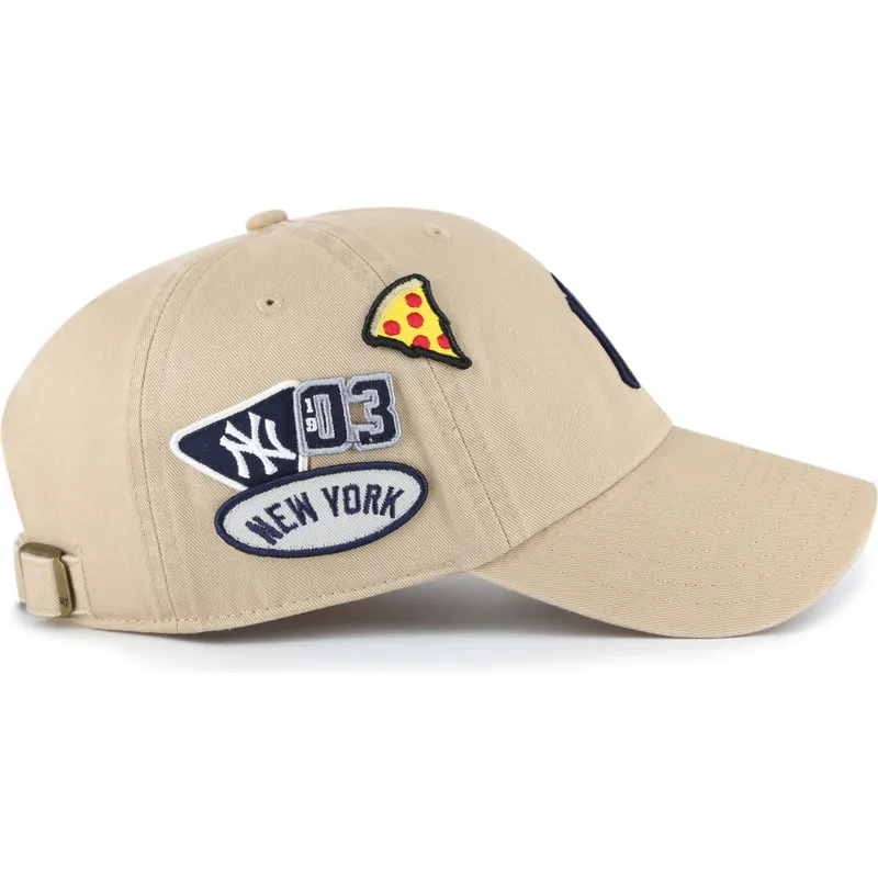 47-brand-curved-brim-clean-up-badges-new-york-yankees-mlb-khaki-adjustable-cap