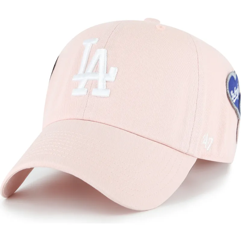 rozowa-regulowana-czapka-z-zakrzywionym-daszkiem-clean-up-badges-los-angeles-dodgers-mlb-od-47-brand