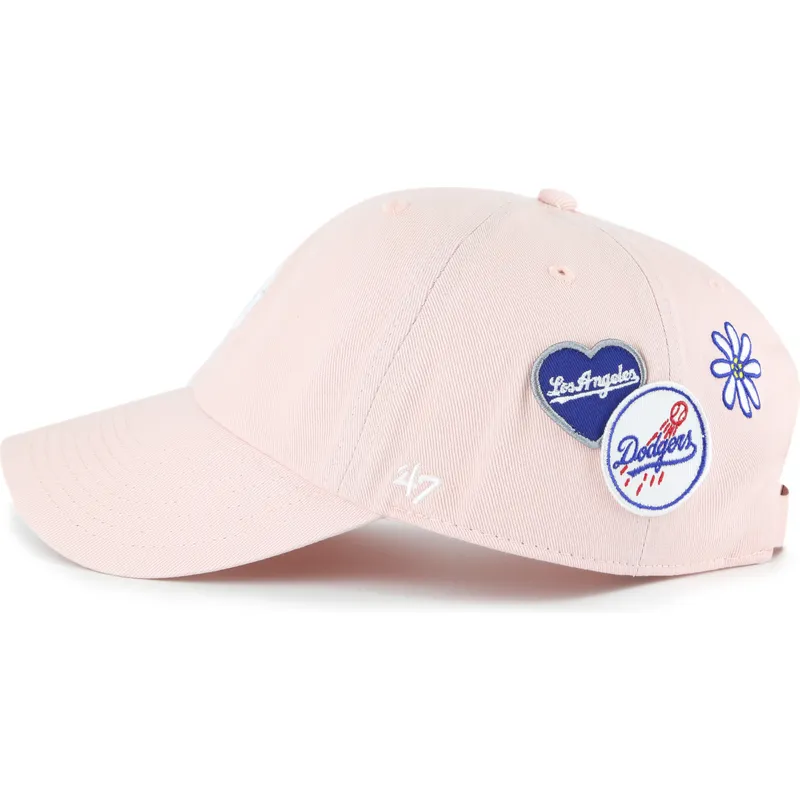 gorra-curva-rosa-ajustable-clean-up-badges-de-los-angeles-dodgers-mlb-de-47-brand