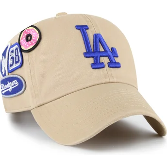 Czapka z zakrzywionym daszkiem khaki regulowana Clean Up Badges Los Angeles Dodgers MLB od 47 Brand