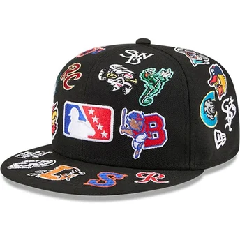 Șepci plată negru fitted 59FIFTY All Over de MiLB de New Era