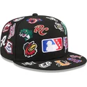cappello-piatto-nero-aderente-59fifty-all-over-di-milb-di-new-era