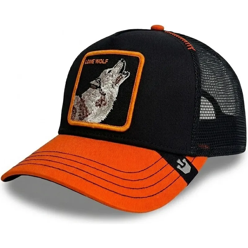 czapka-trucker-czarna-i-pomaranczowa-wilk-solo-wolf-fab-farm-goorin-bros