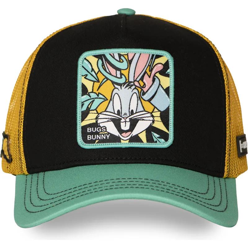 cappellino-trucker-nero-giallo-e-verde-bugs-bunny-loo13-bugb-looney-tunes-di-capslab
