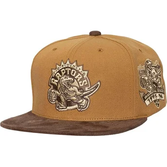 Berretto piatto marrone regolabile Coffee Strapback di Toronto Raptors NBA di Mitchell & Ness