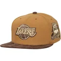 mitchell-ness-flat-brim-coffee-strapback-los-angeles-lakers-nba-brown-adjustable-cap