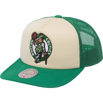Cappellino trucker beige e verde Vintage Block dei Boston Celtics NBA di Mitchell & Ness