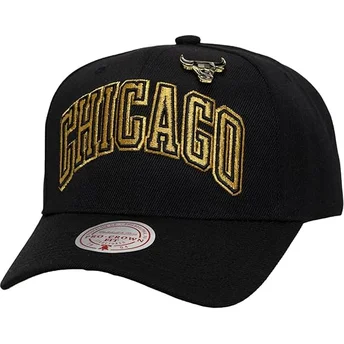 Casquette courbée noire snapback Pinned Gold Pro Chicago Bulls NBA Mitchell & Ness