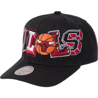 Cappellino curvo nero snapback Hyper Type Pro di Chicago Bulls NBA di Mitchell & Ness