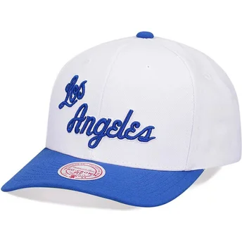 Cappellino visiera curva bianco e blu snapback Team 2 Tone 2.0 Pro di Los Angeles Lakers NBA di Mitchell & Ness
