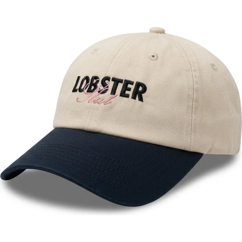 cappellino-curvo-beige-e-blu-marino-regolabile-lobster-slut-di-pica-pica