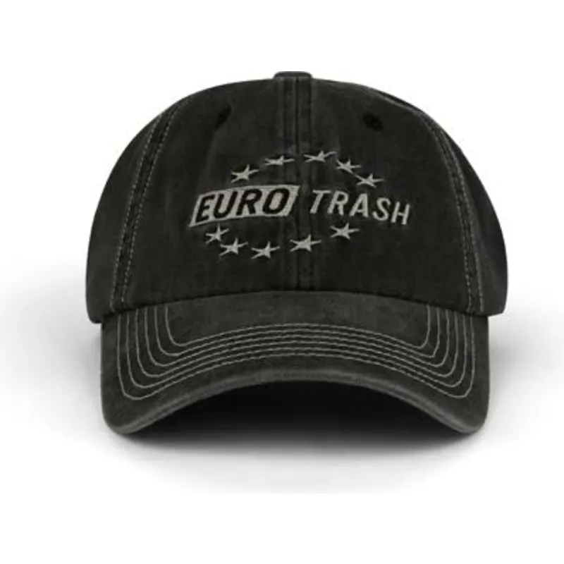 casquette-courbee-noire-ajustable-eurotrash-distressed-washed-pica-pica