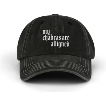 Șepci curbată negru bandă reglabilă Alligned Chakras Distressed Washed de Pica Pica