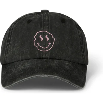 Șepci curbată negru bandă reglabilă Smiley Washed de Pica Pica