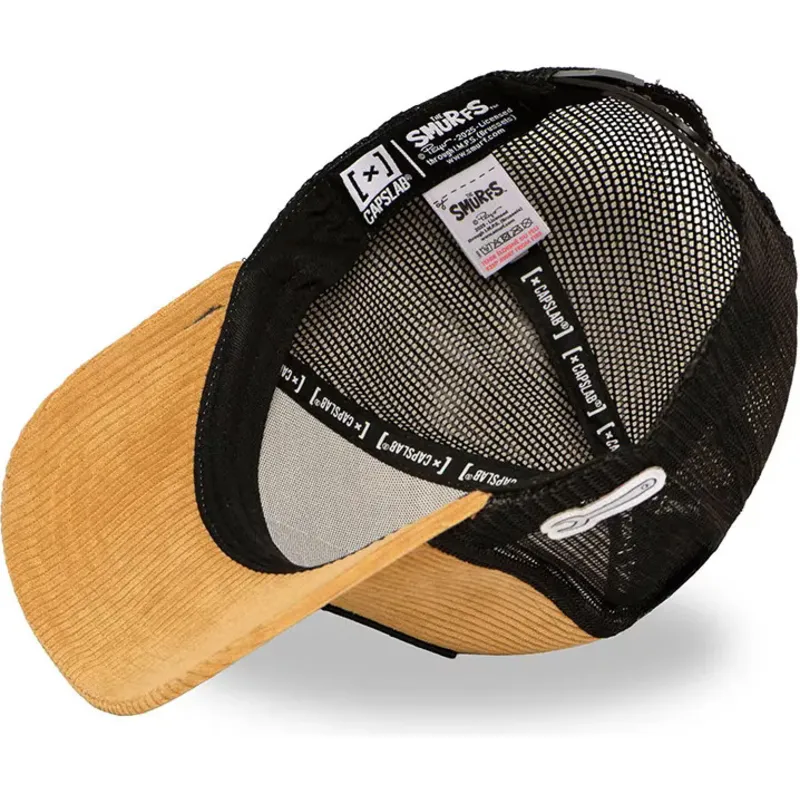 trucker-cap-braun-und-schwarz-schlumpf-handy-smu-handy-die-schlumpfe-von-capslab