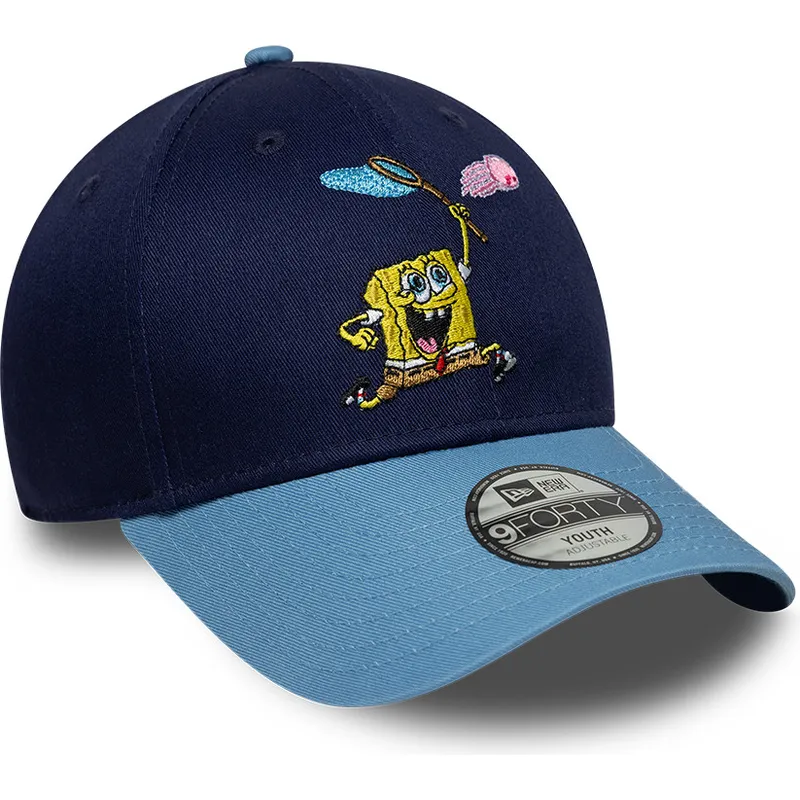 casquette-courbee-bleue-snapback-pour-enfant-9forty-bob-l-eponge-new-era