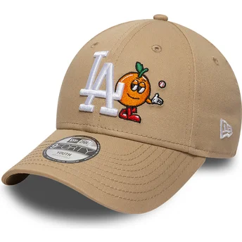 Gorra curva beige ajustable para niño 9FORTY Icon de Los Angeles Dodgers MLB de New Era