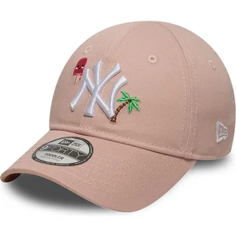 Șepci curbată roz reglabilă pentru copii 9FORTY Summer Icon de New York Yankees MLB de New Era
