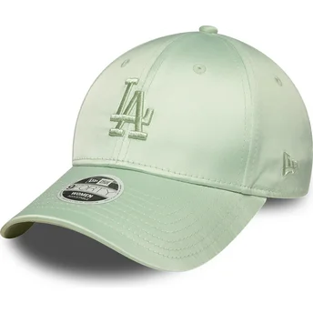 Casquette courbée verte ajustable pour femme 9FORTY Bow Back Satin Los Angeles Dodgers MLB New Era