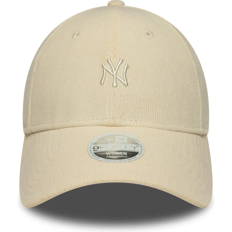 bezowa-zakrzywiona-czapka-regulowana-dla-kobiet-9forty-mini-cord-new-york-yankees-mlb-new-era