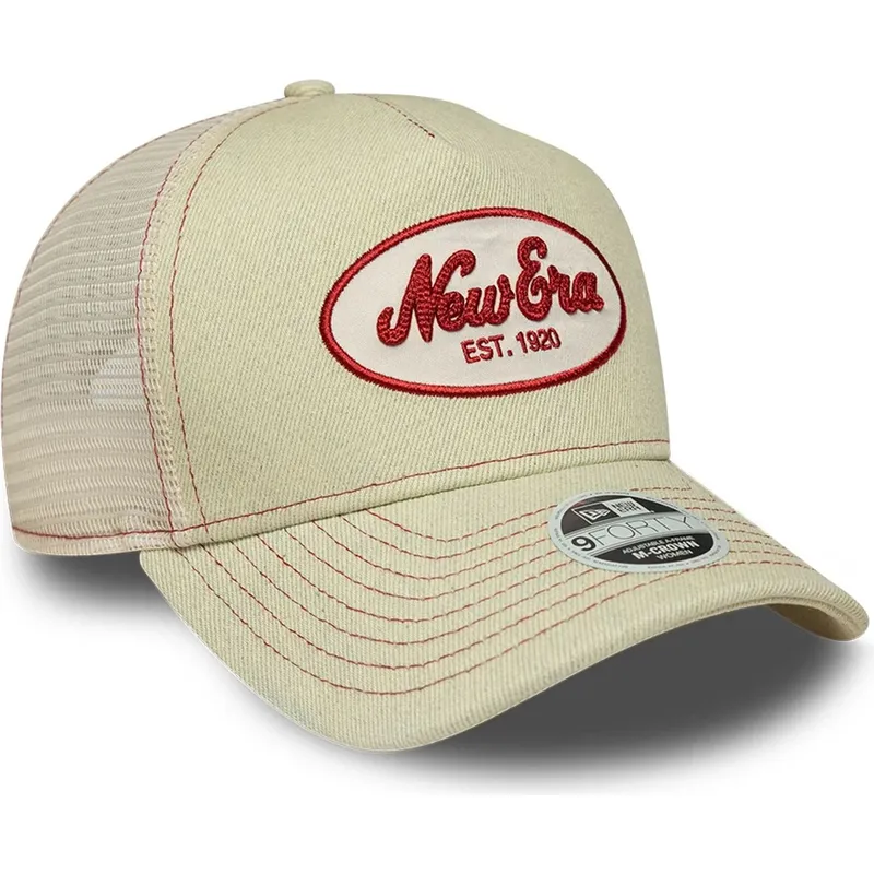 beige-trucker-cap-fur-damen-9forty-m-crown-a-frame-von-new-era