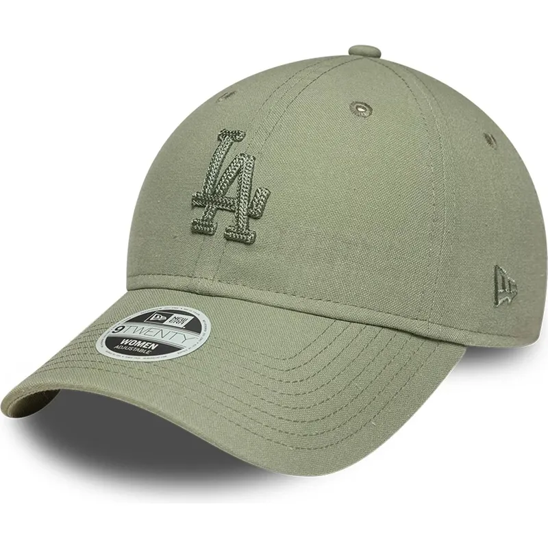 cappellino-curvo-verde-regolabile-con-logo-verde-da-donna-9twenty-midi-linen-dei-los-angeles-dodgers-mlb-di-new-era