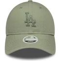 casquette-courbee-verte-ajustable-avec-logo-vert-pour-femme-9twenty-midi-linen-los-angeles-dodgers-mlb-new-era