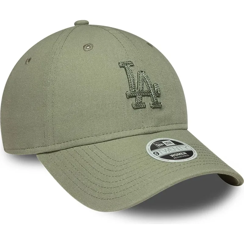 cappellino-curvo-verde-regolabile-con-logo-verde-da-donna-9twenty-midi-linen-dei-los-angeles-dodgers-mlb-di-new-era