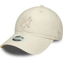 cappellino-curvo-beige-regolabile-con-logo-beige-da-donna-9twenty-midi-linen-dei-new-york-yankees-mlb-di-new-era