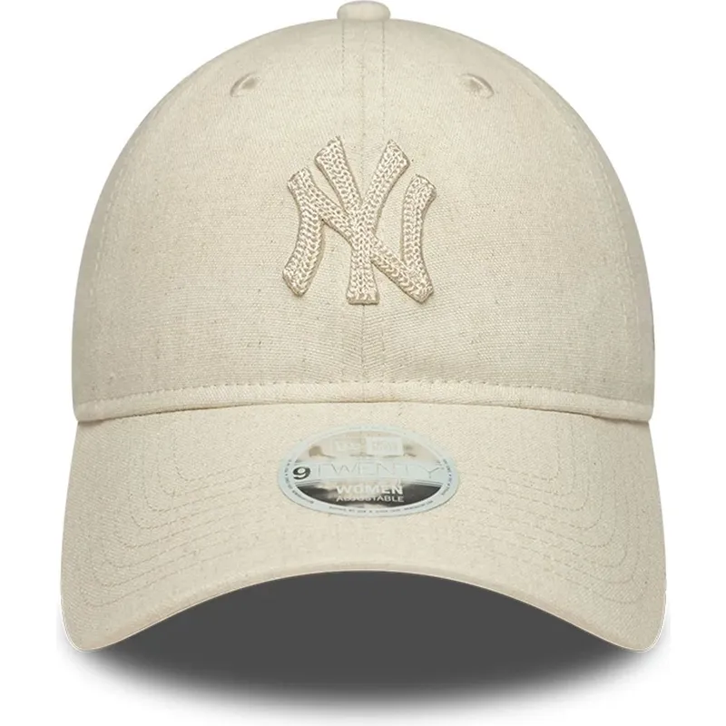 bezowa-regulowana-czapka-z-daszkiem-z-bezowym-logo-dla-kobiet-9twenty-midi-linen-new-york-yankees-mlb-new-era