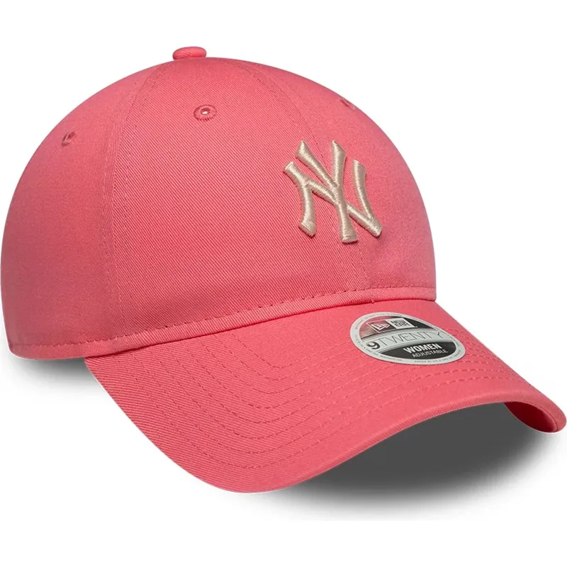 rozowa-regulowana-czapka-z-zakrzywionym-daszkiem-z-bezowym-logo-dla-kobiet-9twenty-league-essential-midi-new-york-yankees-mlb-ne