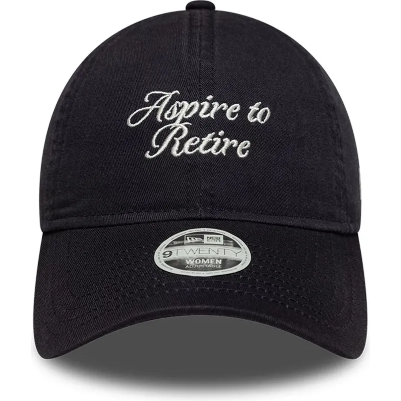 cappellino-curvo-blu-navy-regolabile-da-donna-9twenty-aspire-to-retire-slogan-di-new-era