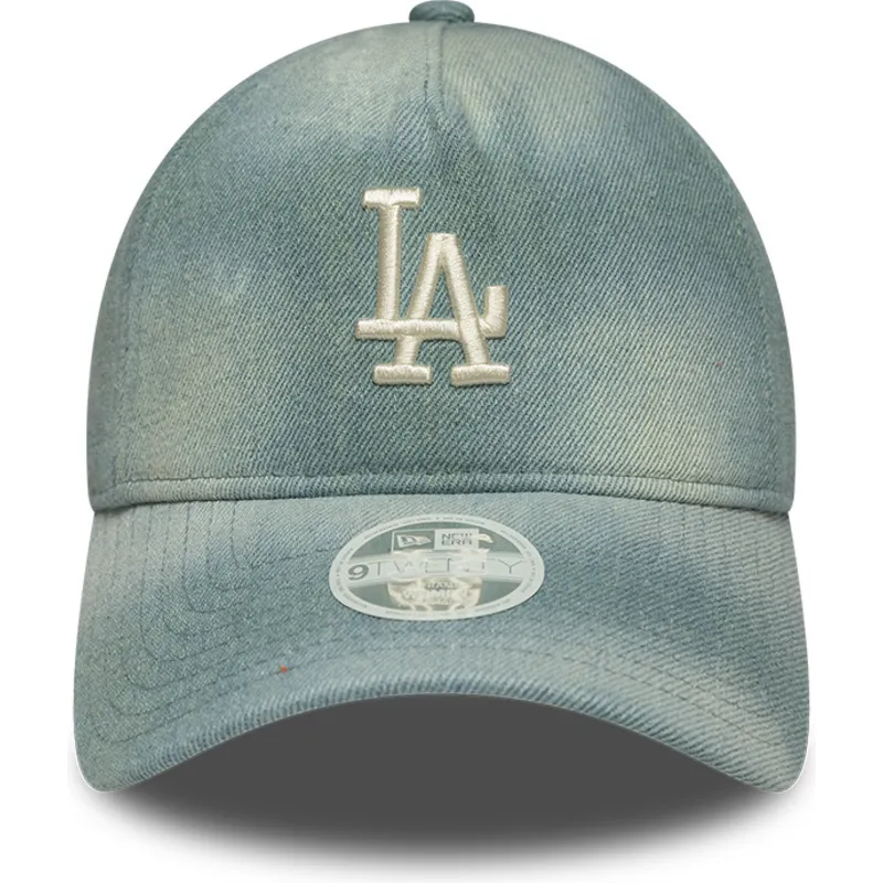 cappellino-curvo-blu-regolabile-da-donna-9twenty-a-frame-denim-dei-los-angeles-dodgers-mlb-di-new-era
