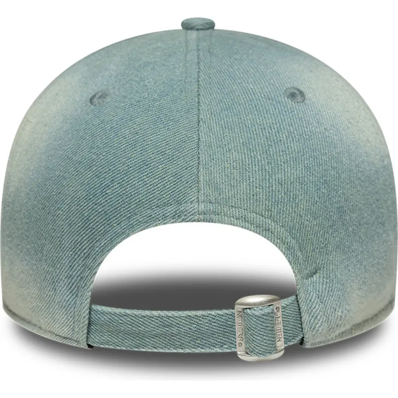 blaue-gebogene-verstellbare-damenkappe-9twenty-a-frame-denim-der-los-angeles-dodgers-mlb-von-new-era