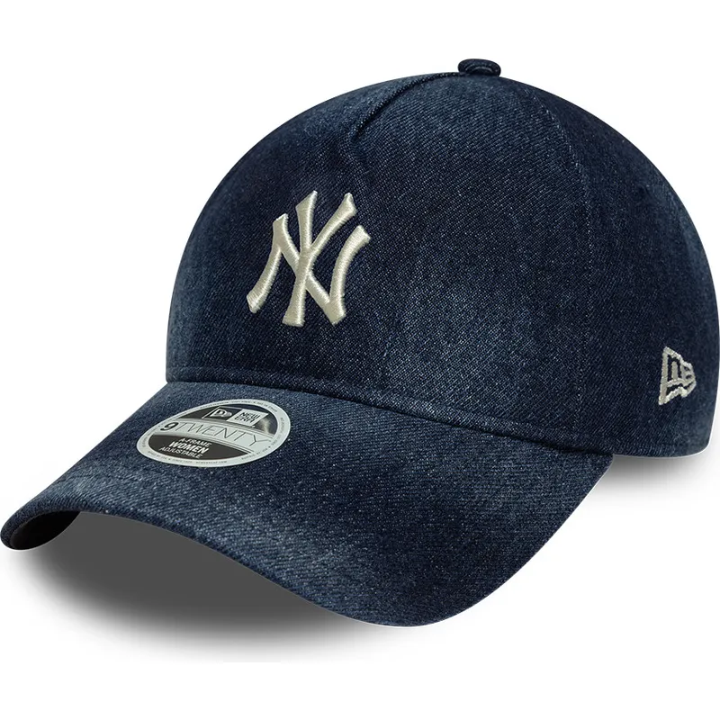 granatowa-zakrzywiona-czapka-regulowana-damska-9twenty-a-frame-denim-new-york-yankees-mlb-new-era