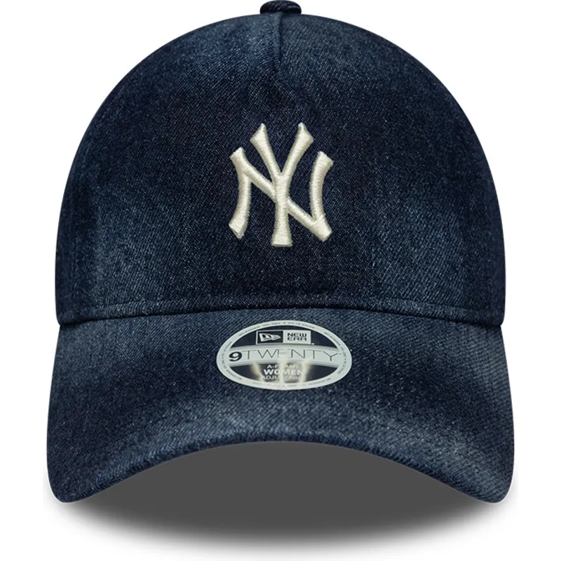 new-era-curved-brim-women-9twenty-a-frame-denim-new-york-yankees-mlb-navy-blue-adjustable-cap