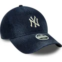 granatowa-zakrzywiona-czapka-regulowana-damska-9twenty-a-frame-denim-new-york-yankees-mlb-new-era