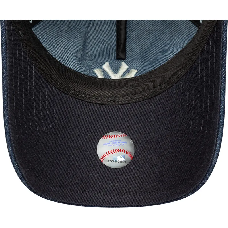 granatowa-zakrzywiona-czapka-regulowana-damska-9twenty-a-frame-denim-new-york-yankees-mlb-new-era