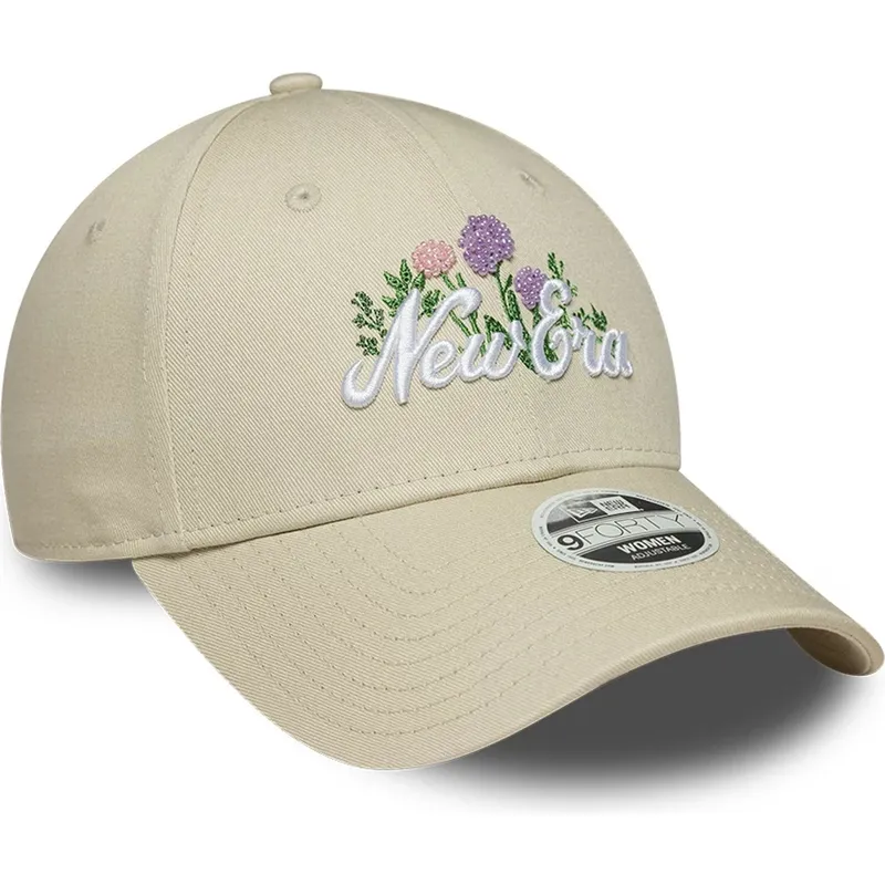 casquette-courbee-beige-ajustable-pour-femme-9forty-beaded-new-era