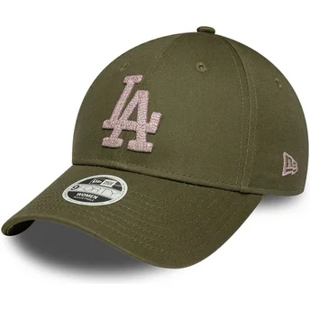 Cappellino con visiera curva verde regolabile da donna 9FORTY Metallic dei Los Angeles Dodgers MLB di New Era