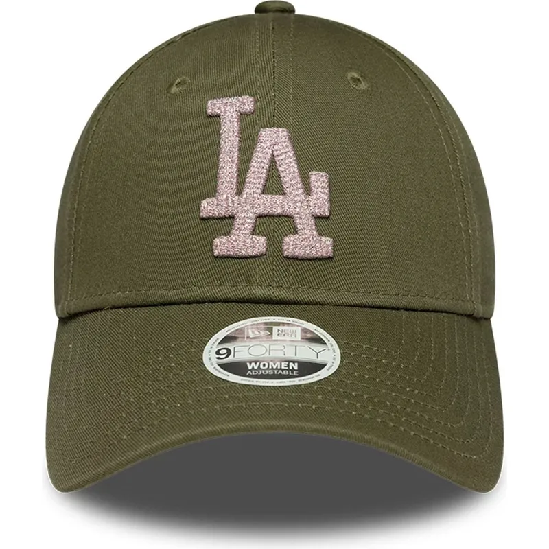 new-era-curved-brim-women-9forty-metallic-los-angeles-dodgers-mlb-green-adjustable-cap