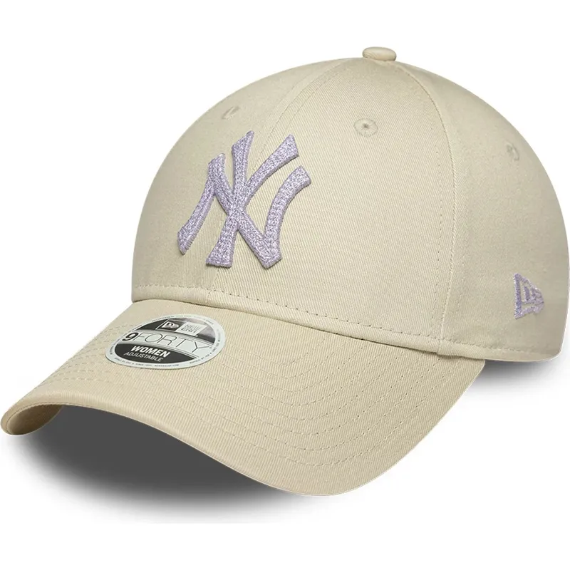 bezowa-regulowana-czapka-z-zakrzywionym-daszkiem-dla-kobiet-9forty-metallic-new-york-yankees-mlb-new-era