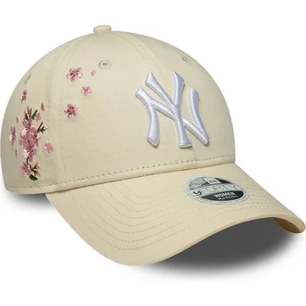 Șepci curbată bej reglabilă 9FORTY Floral Icon Side de New York Yankees MLB de New Era