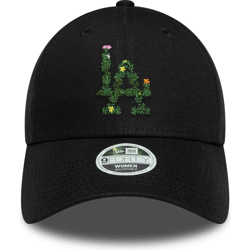 czarna-regulowana-czapka-z-zakrzywionym-daszkiem-dla-kobiet-9forty-floral-infill-los-angeles-dodgers-mlb-new-era
